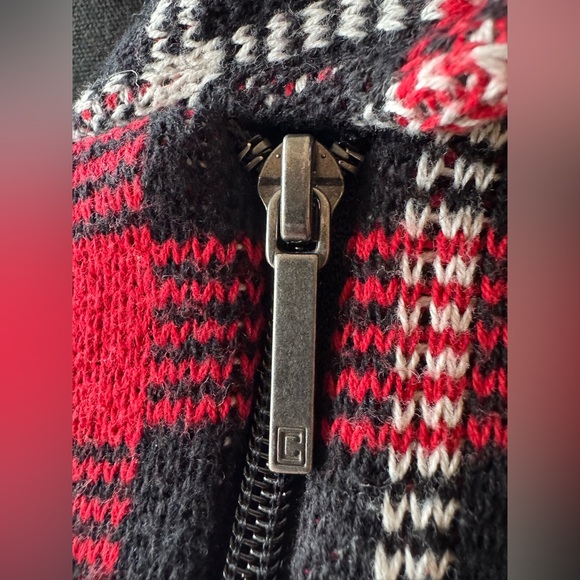 Chaps Red and Black Knit Zip up Vest small EUC - Picture 6 of 8